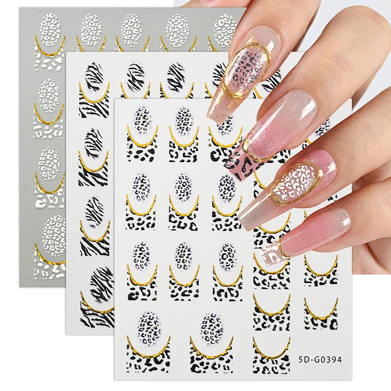 Marble leopard French Nail Stickers